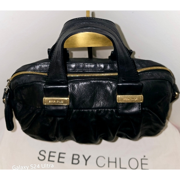 See by Chloe Black Leather Weekender Crossbody Satchel Bag - Picture 5 of 8